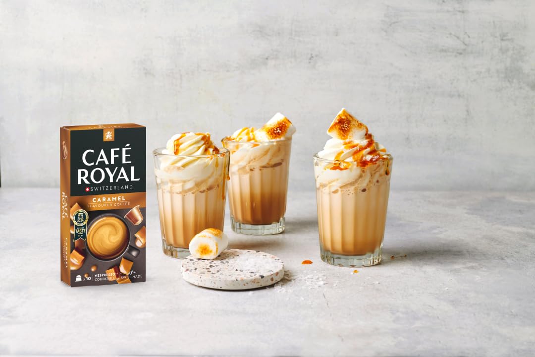 Café Royal Caramel Flavoured Edition Nespresso (R)* 100 cápsulas de café de aluminio compatibles, resistencia 4/10, paquetes de 10x10