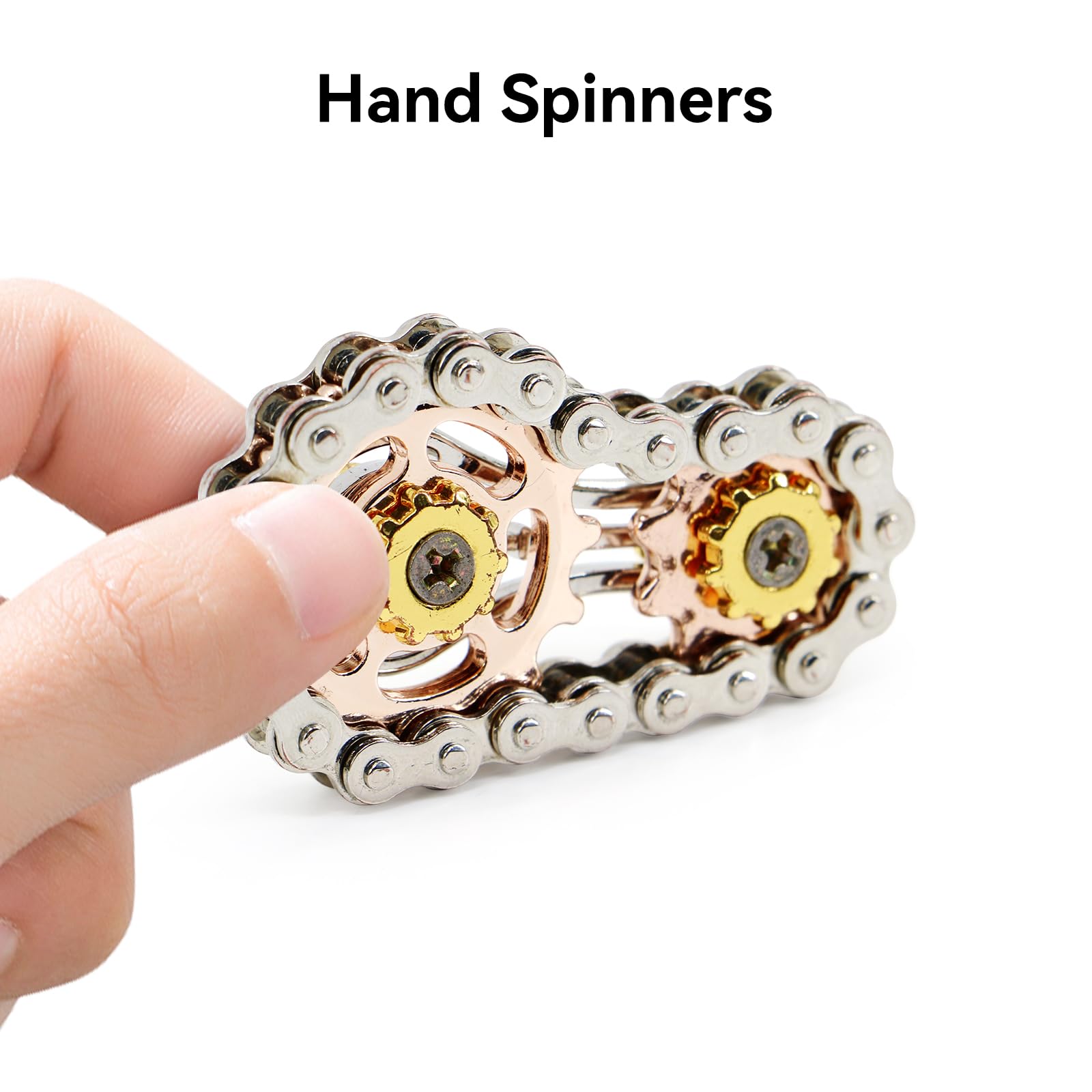 Metal Fidget Toys, Bike Chain Fidget Toy with 2 Gears, Anxiety Relief Finger Toys Gadgets-Hand Spinner for Adults - Image 4
