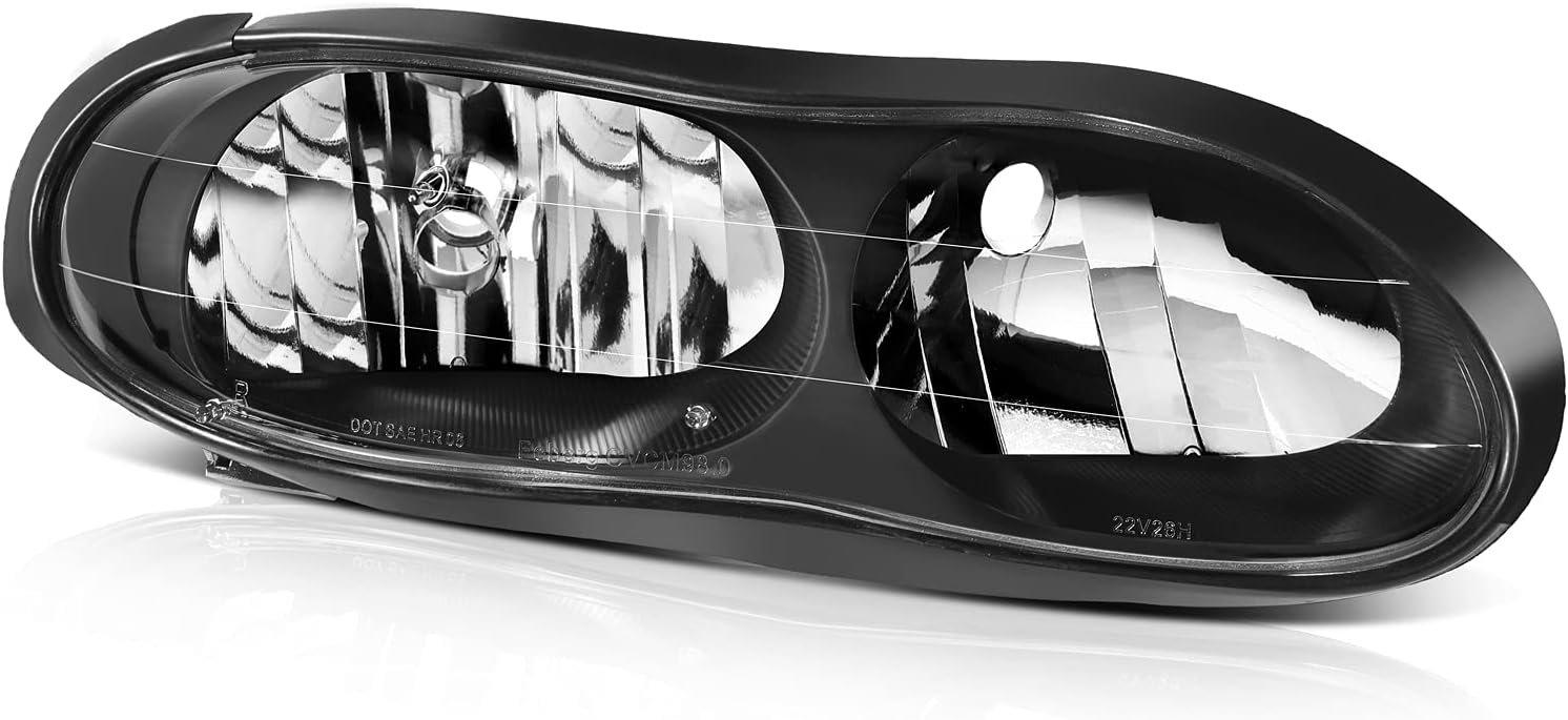 ECCPP Headlight Assembly Pair For Chevy Camaro 1998-2002 Black Housing Clear Lens Driver and Passenger Side Replacement Headlights