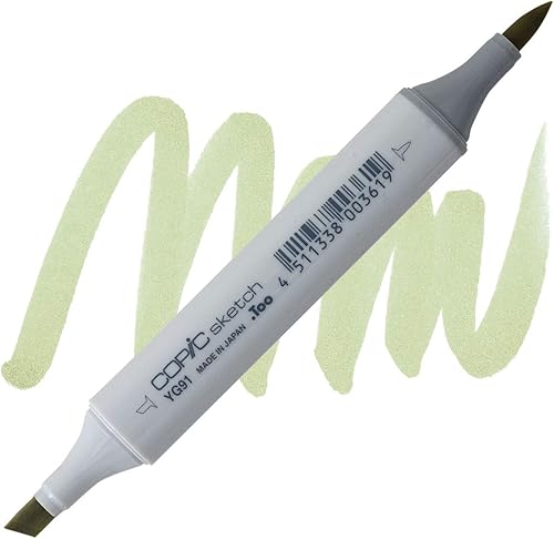 Copic Sketch Marcador, barril de forma ovalada, puntas medianas anchas y supercepilladas, masilla YG91 (YG91-S)