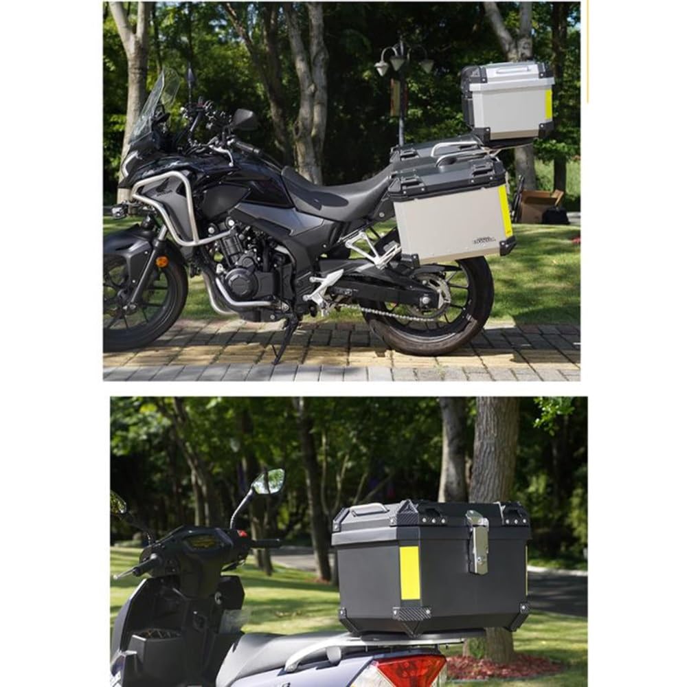 NILZA Baúl De Moto Caja Maletero De Moto Impermeable Baul para Moto, 45L Universal Top Case Moto Caja De Moto, Maleta Moto Topcase para Equipaje Y Casco (Color : Silver, Size : C)