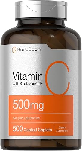 Horbäach Vitamina C 500mg | 500 cápsulas | con bioflavonoides y rosa HIPS | Suplemento para mujeres y hombres | Vegetariano, sin OMG y sin gluten