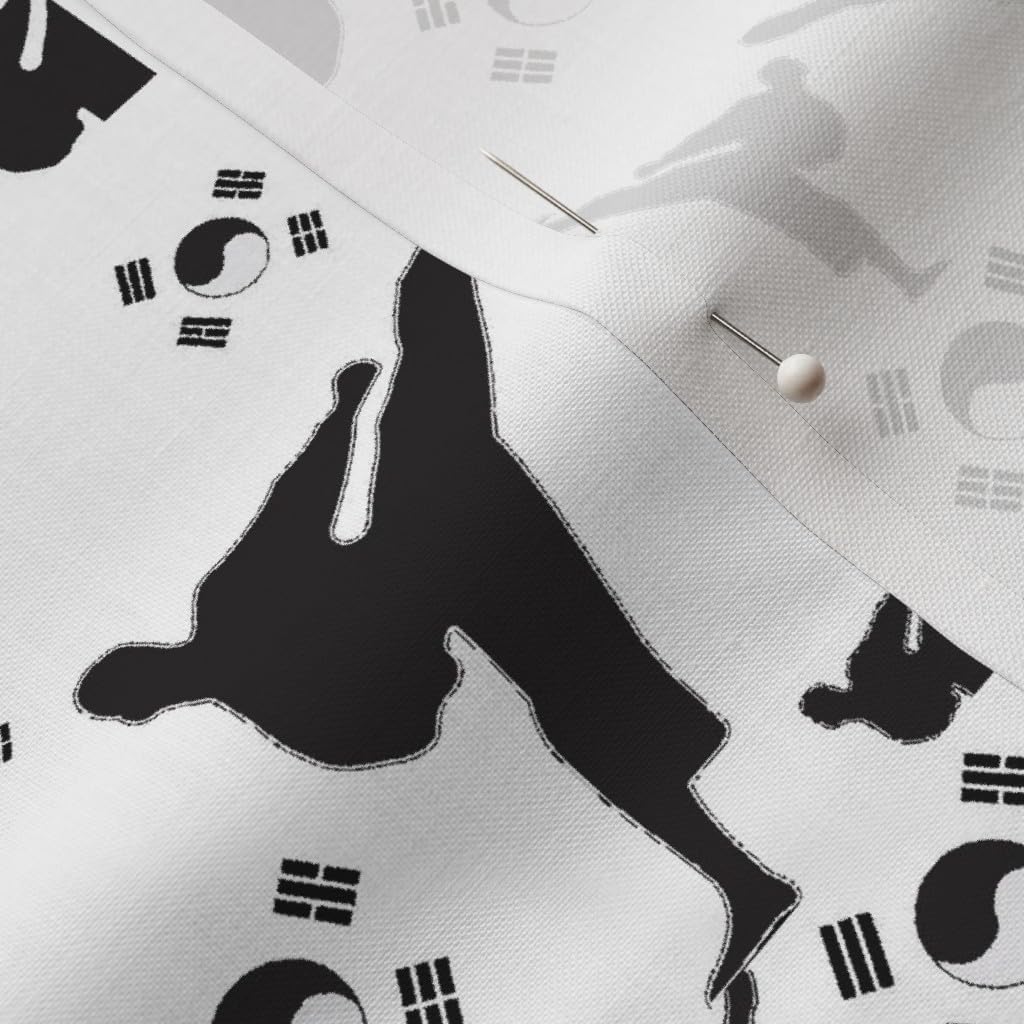 Spoonflower Fabric - Black White Karate Printed on Petal Signature Cotton Fabric by The Yard - Sewing Quilting Apparel Crafts Decor