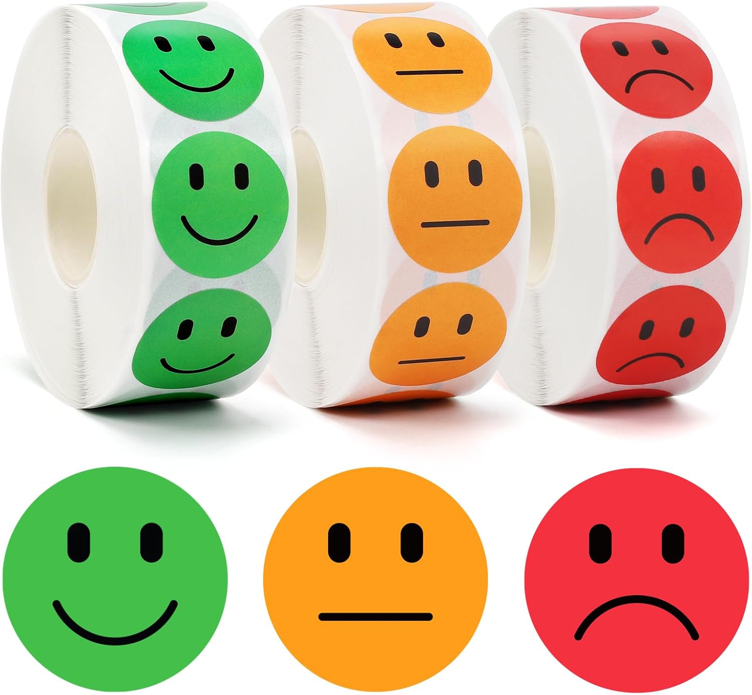 3000PCS Smiling Face Behavior Emotion Stickers, 1 Inch, 3 Roll Red Yellow Green, Happy/Sad Stickers, Behavior Reward Labels for Teachers 3000PCS Smiling Face Behavior Emotion Stickers, 1 Inch, 3 Roll Red Yellow Green, Happy/Sad Stickers, Behavior Reward Labels for Teachers