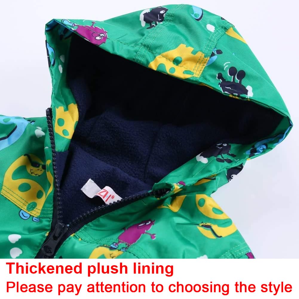 LZH Bambini Impermeabile Ragazzi Giacca con Cappuccio Dinosauro Cappotto + Pantaloni Set