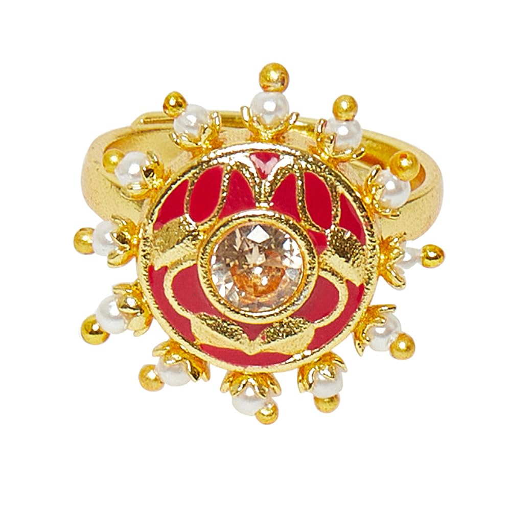 VOYLLA Lightly Embellished Gold Toned Faux Pearls Adjustable Brass Ring (B0CR1D5FTJ) Amazon Price History, Amazon Price Tracker