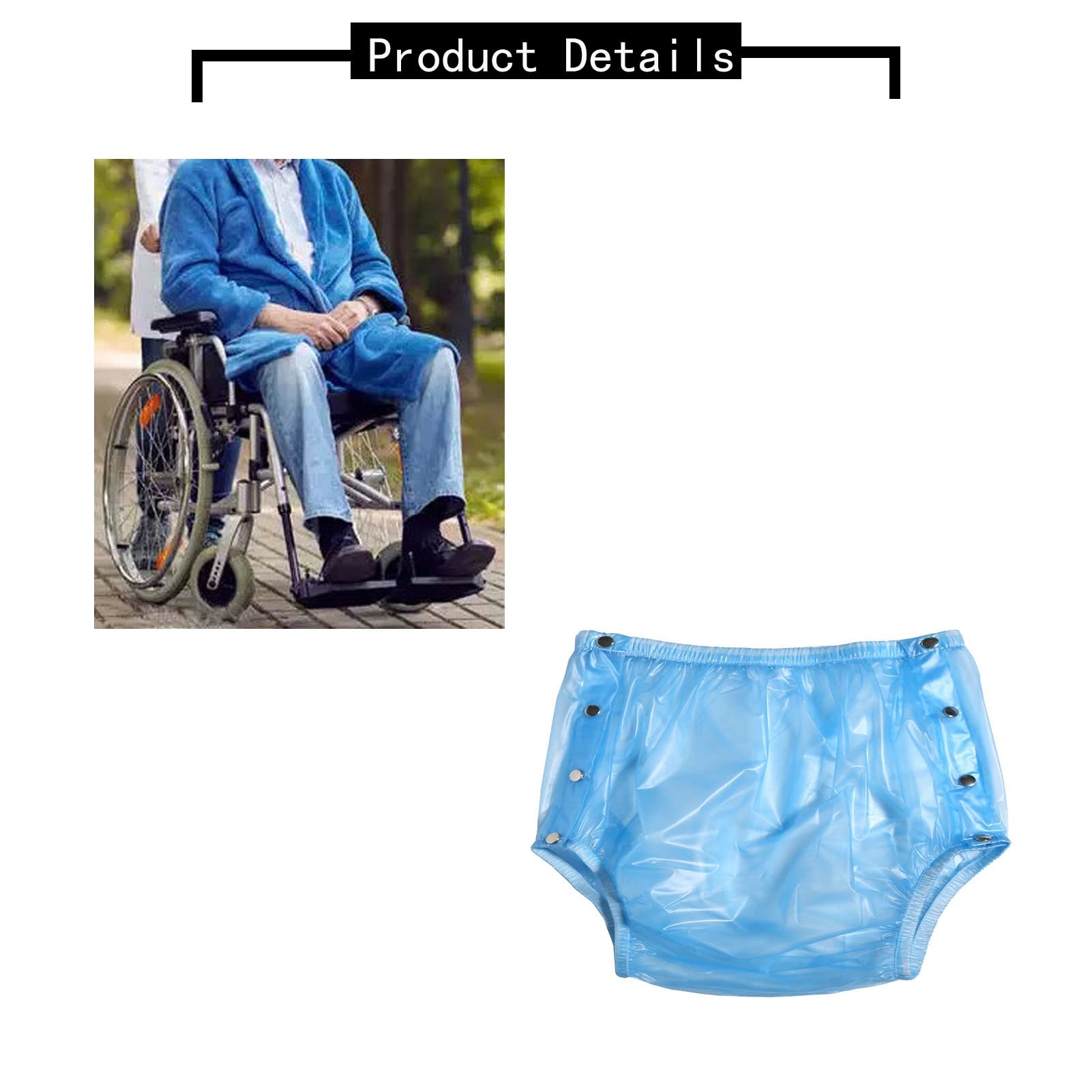 Wkładki higieniczne dla kobiet i mężczyzn, wodoodporne, wielorazowe pieluchy dla dorosłych, plastikowe majtki, niebieskie, opakowanie 1 szt. (rozmiar: 3XL)