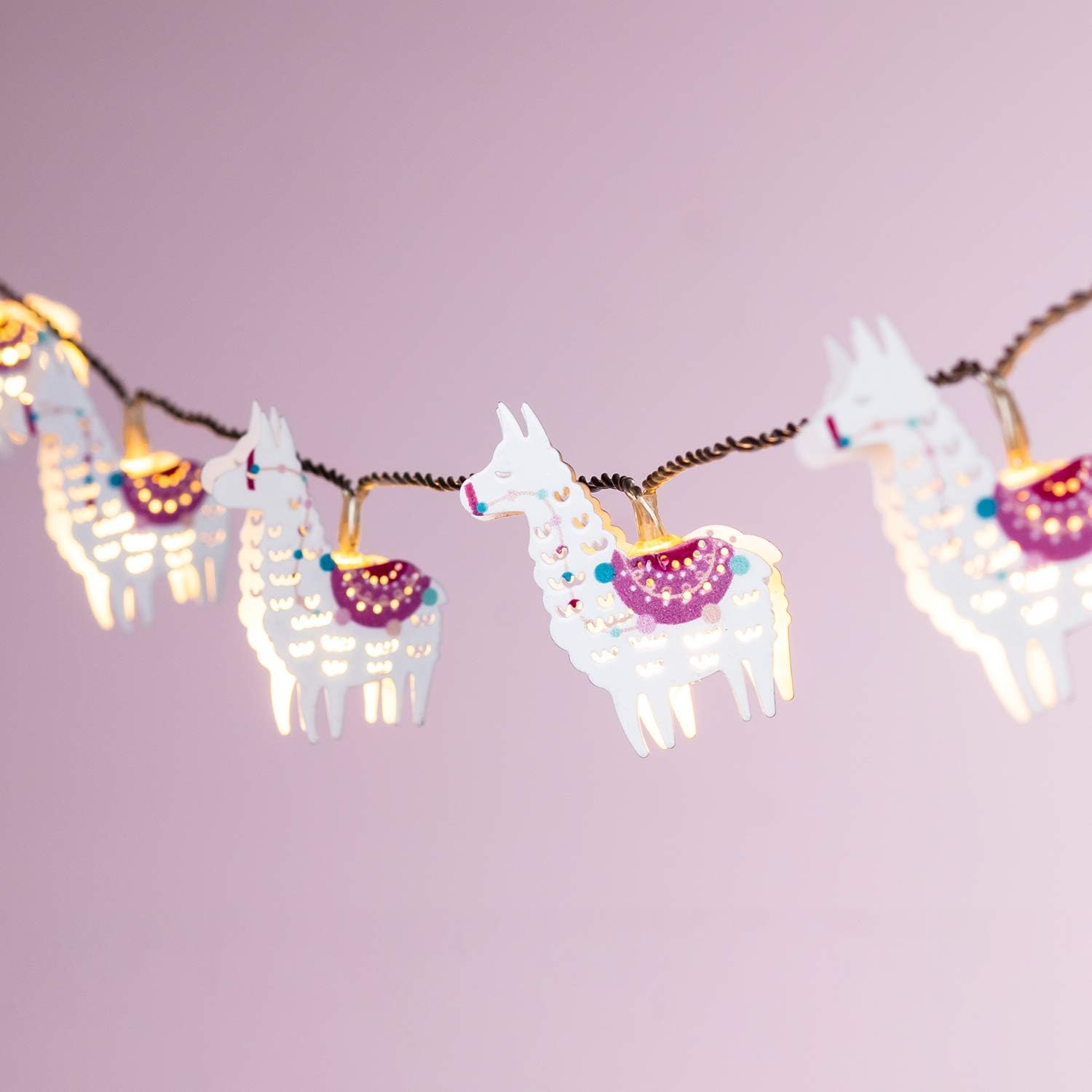 Lights4fun, Inc. Llama Alpaca String Lights Battery Operated 10 Warm White LED Kids Bedroom Indoor Decoration