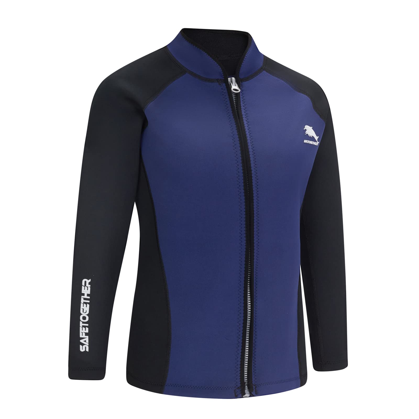 Veste de plongée en néoprène de 2 mm pour homme – Haut de combinaison de plongée avec fermeture éclair sur le devant et manches longues pour la natation, la plongée avec tuba, le surf, le kayak, le