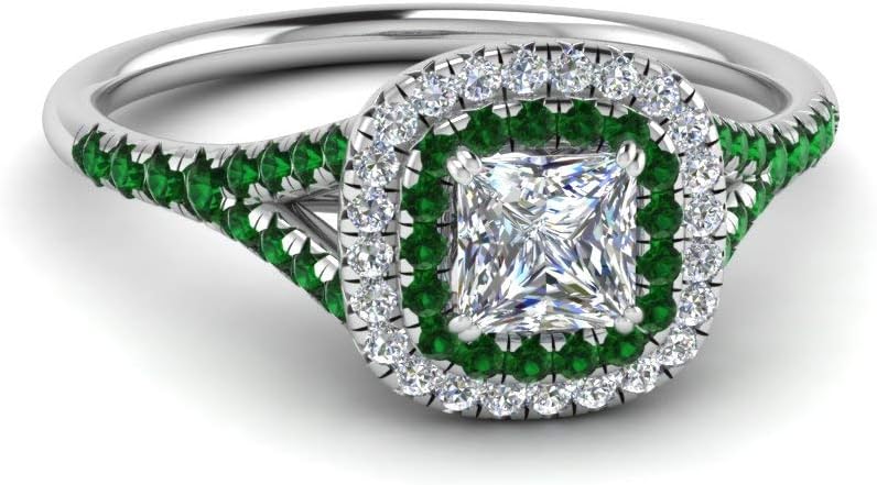 Choose Your Gemstone Delicate Double Halo Diamond CZ Ring Sterling Silver Princess Shape Halo Engagement Rings Matching Jewelry Wedding Jewelry Easy to Wear Gifts US Size 4 to 12