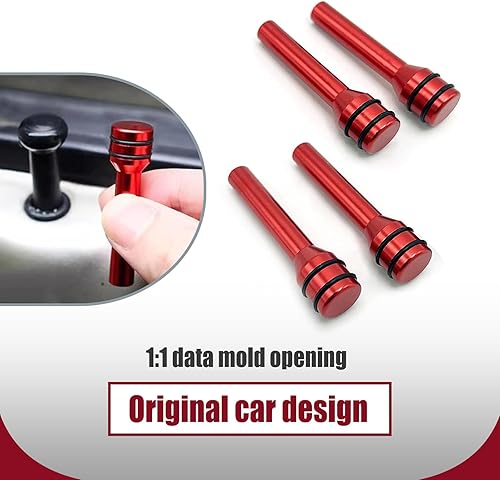 Miniatura 5 de Paquete de 4 tiradores de puerta interior automotriz, pasadores de aleación de aluminio para cerradura de puerta interior, perillas universales de