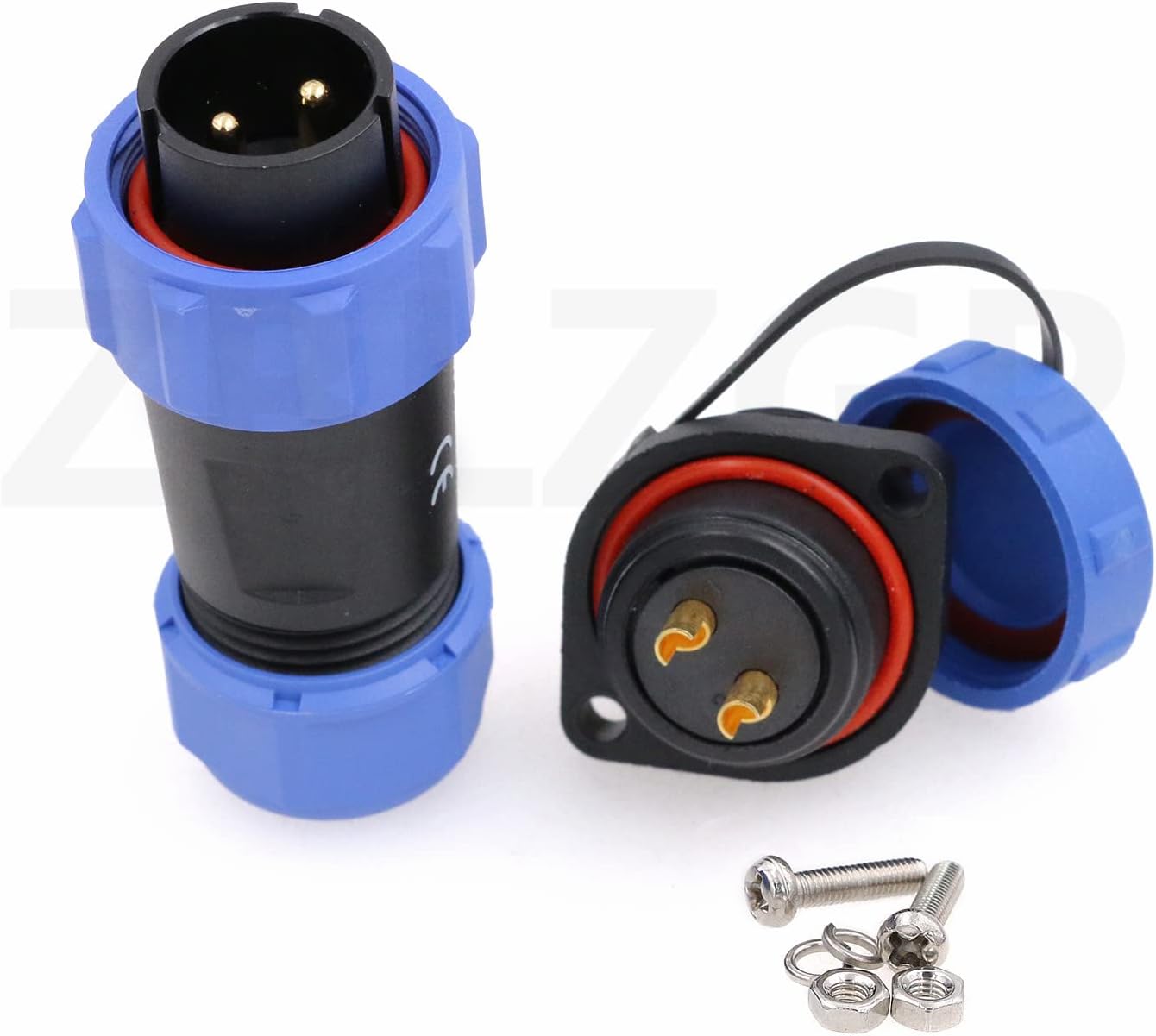 WEIPU SP21 Waterproof Aviation Cable Connector Heavy Circular Industrial High Voltage Plastic Electrical LED Power Connector with Cap Panel Mount Gold Plated 2 Pin Φ21mm Wire