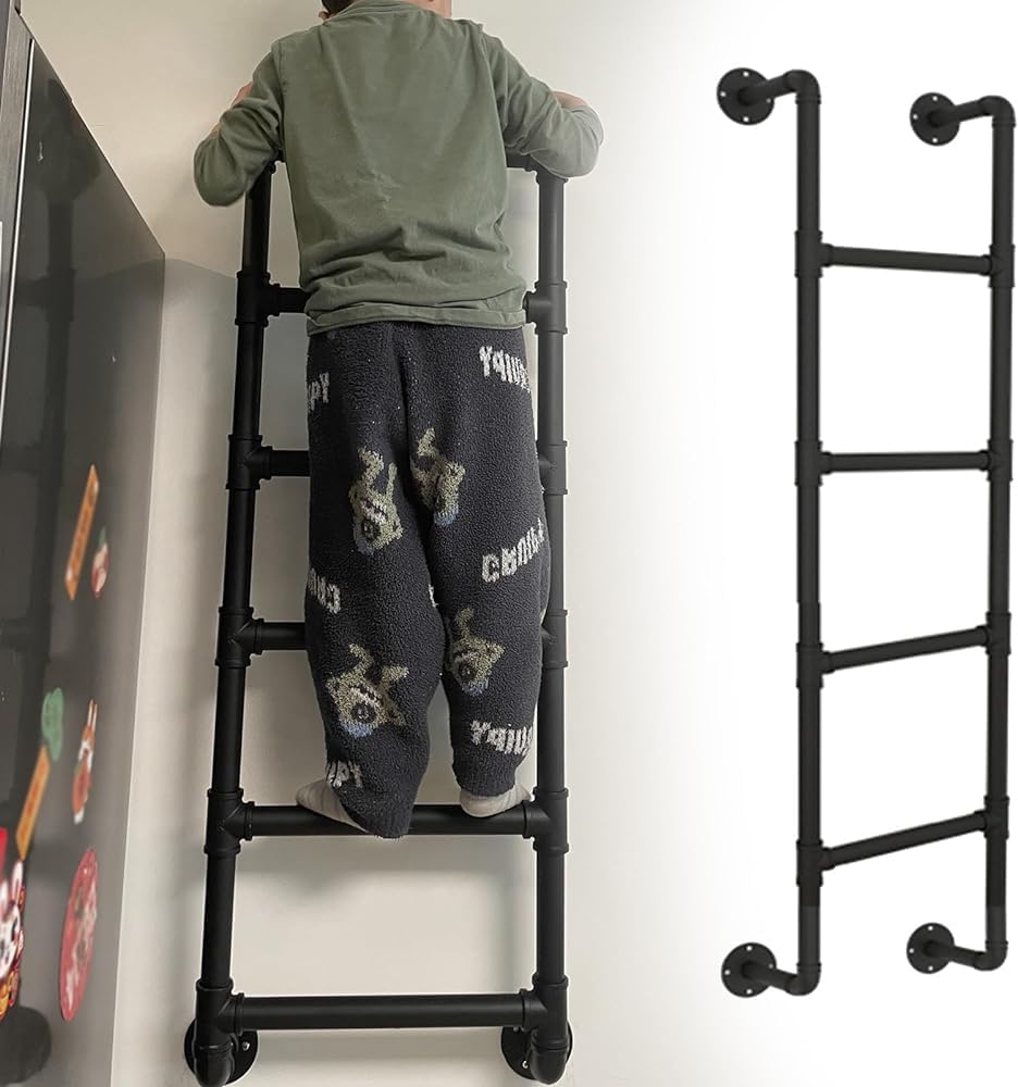 Wall Fixed Ladder, Steel Wall Mounted Ladder For Bunk Bed Multicolor 100-150cm(Black,100cm)
