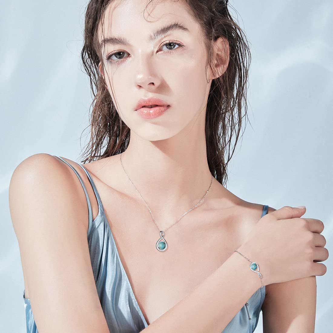 FANCIME Love Bracelet 925 Sterling Silver Infinity Birthstone Bracelets for Women Fine Jewelry Birthday Mothers Day Gifts for Her Mom Wife, Chain Length 6.7"+1.2" Extend - Image 2