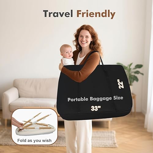 Miniatura 6 de Cuna de bebé, cuna portátil 3 en 1 para recién nacido, cuna de bebé portátil con 4 ruedas desmontables y altura ajustable, malla transpirable y