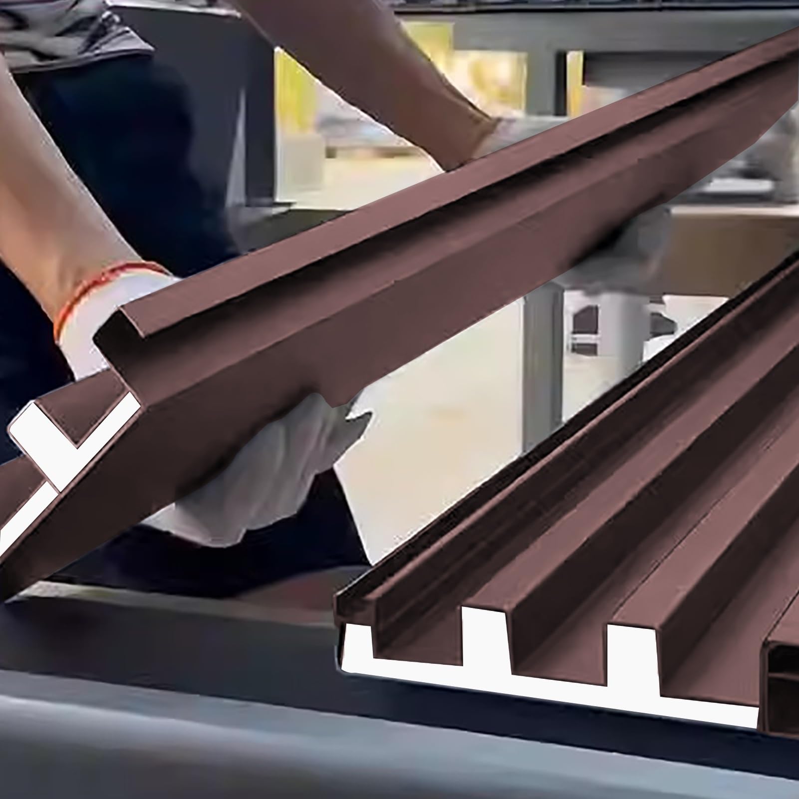 Chapa Tejado Paneles Laterales para Techos, Tejas Impermeables con Tiras de Cierre, Panel de Revestimiento de Pared de Metal Corrugado para Establos, Cochera y Patio, Placas de Techo.(Brown,L 243cm(8f