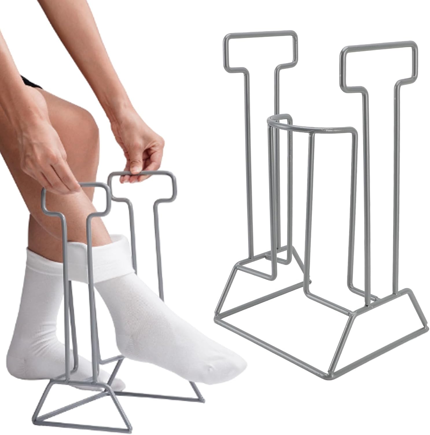 Stocking Helper Device, Metal Sock Aid Tool Stocking Dressing Aid Stocking Donner for Limited Hand or Bending Mobility