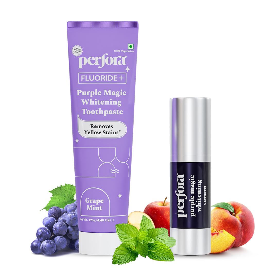 Perfora Teeth Whitening Combo - Whitens Teeth in 1 Use | Enamel-Safe & Sensitivity-Free Oral Care Formula For Tooth Stain Removal | Purple Serum - 30ml & Purple Tooth paste- 125g-picture-19