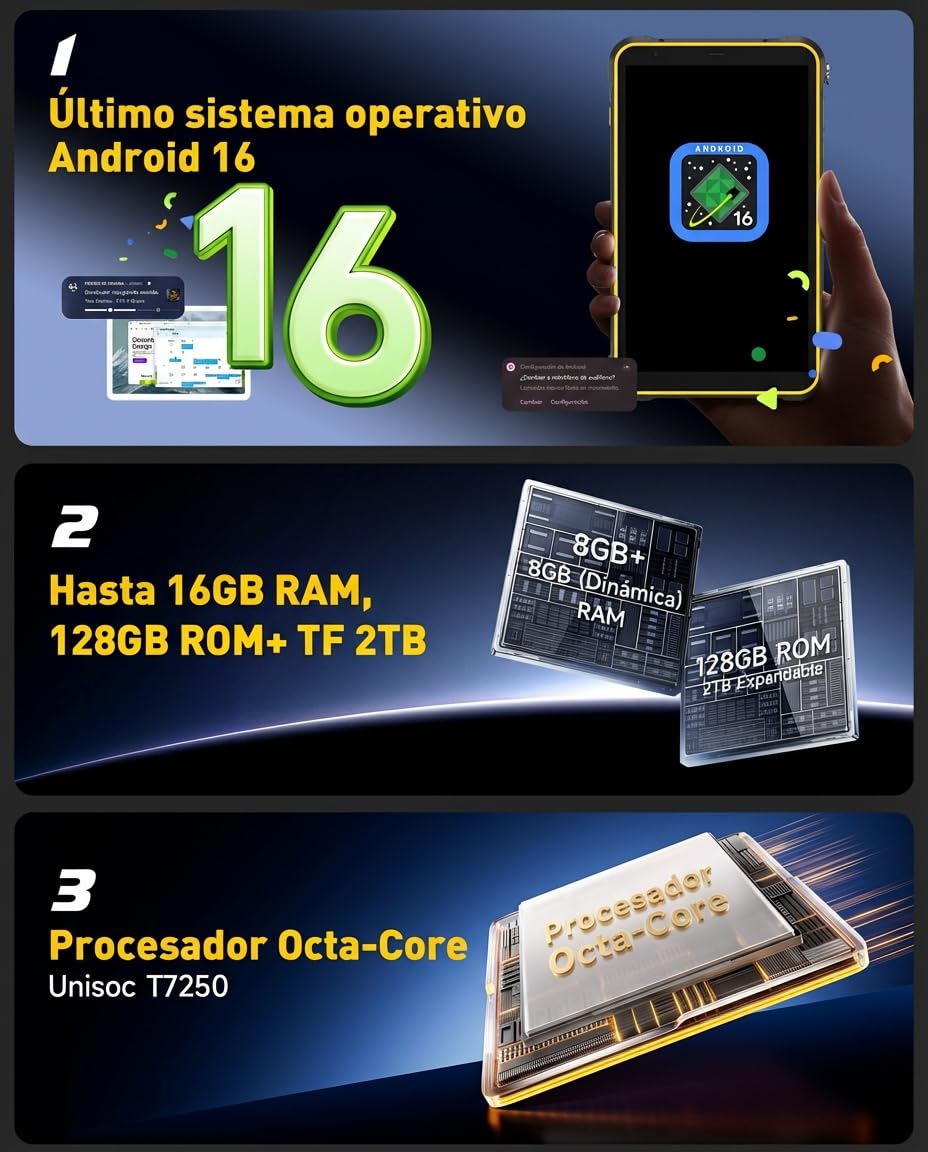 Ulefone RugKing Pad Pro Android 16 Rugged Tablet 8.68 Pulgadas/90Hz, Tablet Rugerizada 16GB+128GB ROM/2TB Tablets Gaming, Batería 7100mAh, 16MP Cámara/Octa-core/Dual SIM 4G/eSIM/NFC/Garantía de 2 años