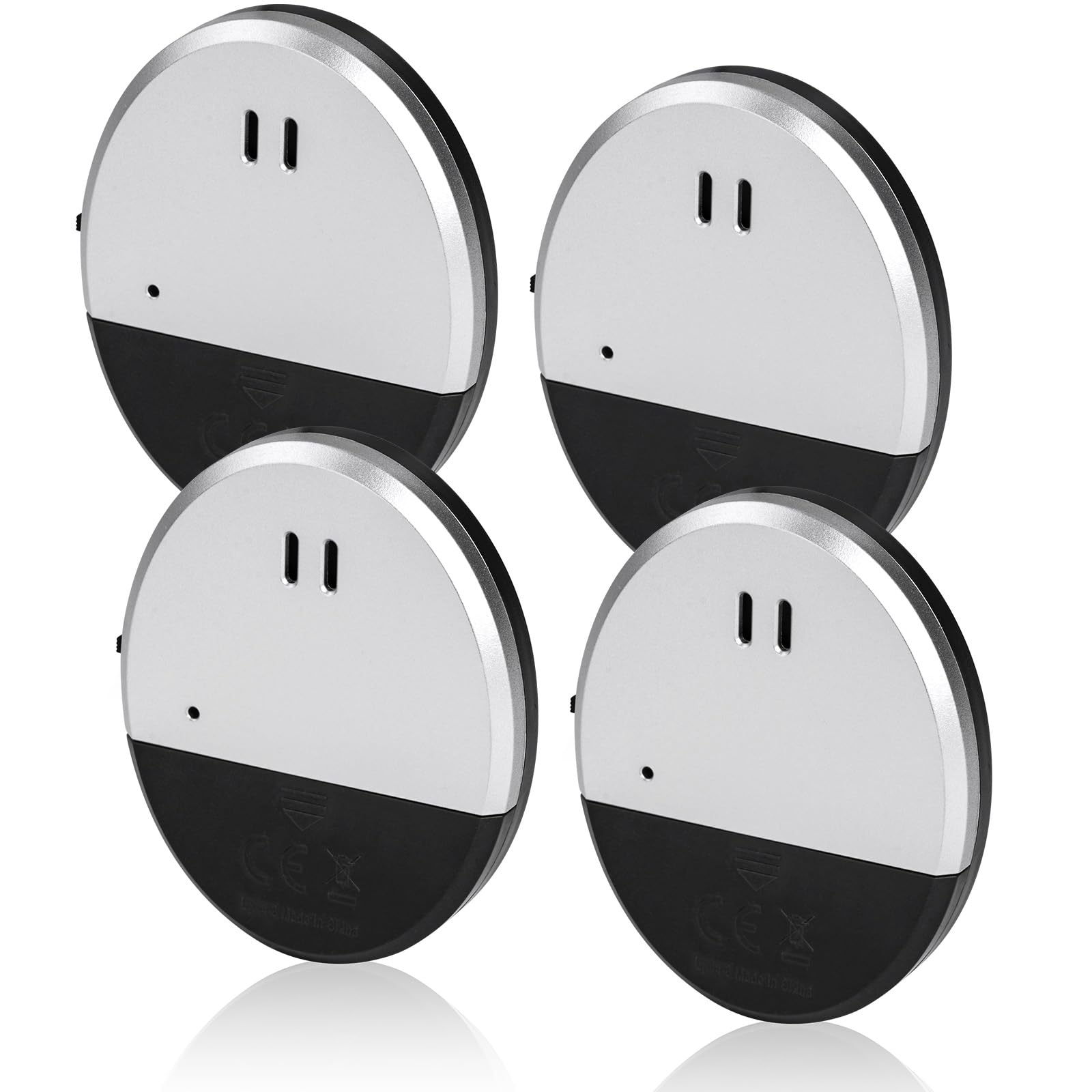 Flintronic Paquete de 4 alarmas de ventana, sensores de alarma de vibración ultrafinos de 130 dB, alerta de seguridad de rotura de vidrio, detecta roturas de vidrio y vibración, adecuado para el hogar