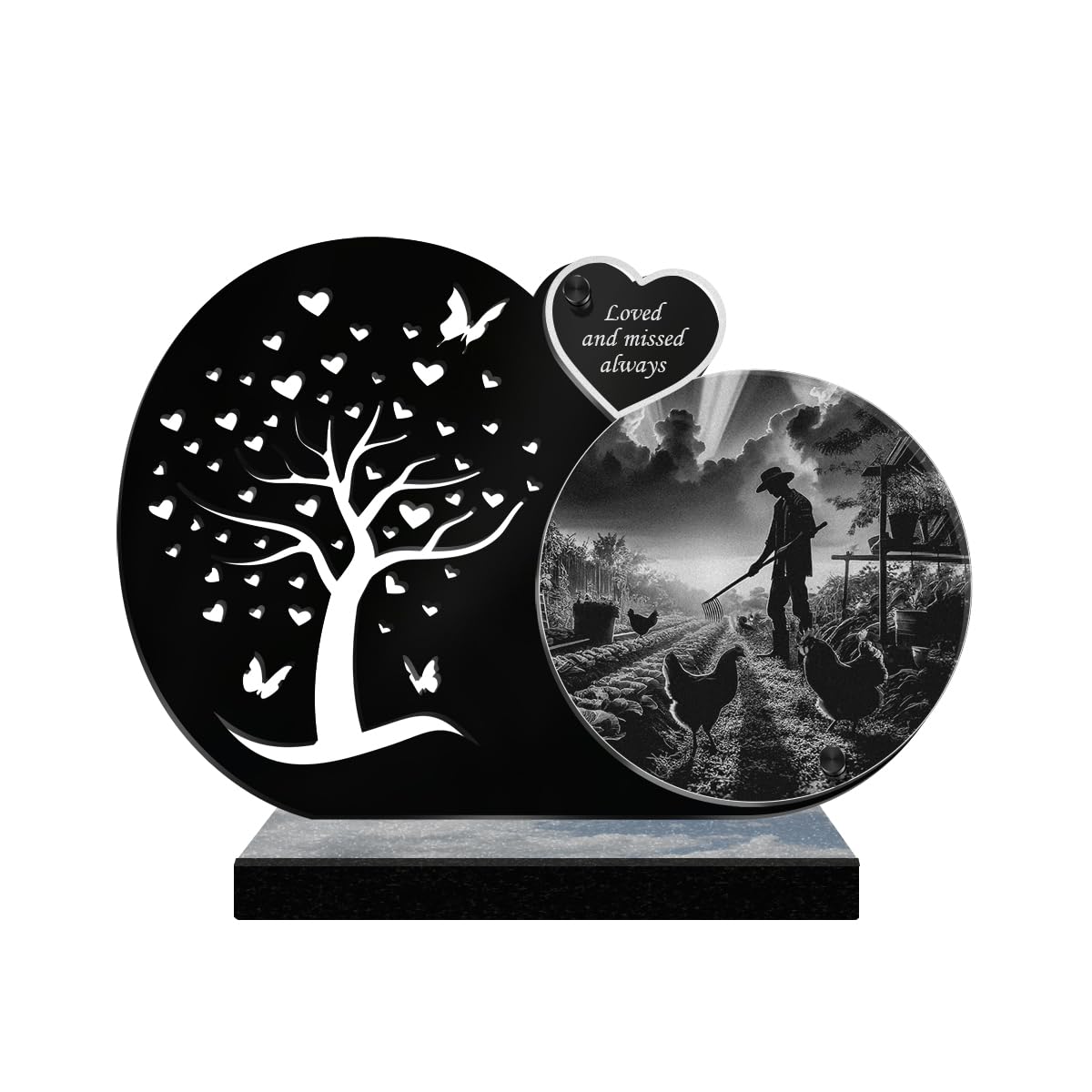 ETERNEL - Personalized Memorial Plaque Tree with Butterflies - Vegetable Garden, Garden, Gardening, Farmer - Customizable text, laser-engraved memorial plaque, tribute, funeral plaque, tombstone