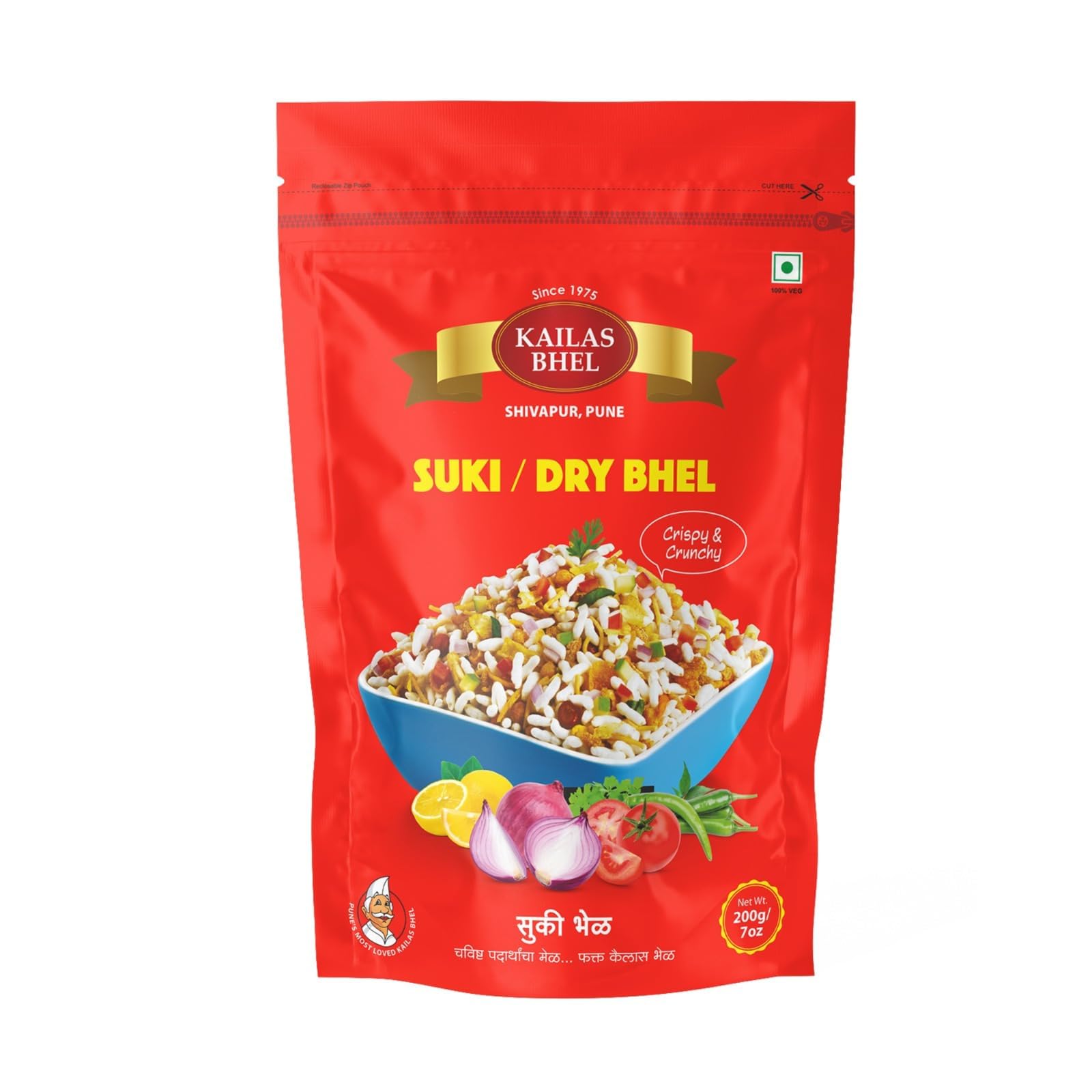 Kailas Bhel® Suki Dry Bhel, Crispy Puffed Rice with Curry Leaves and Spices, Vegetarian, 200g, Pack of 4-image-44