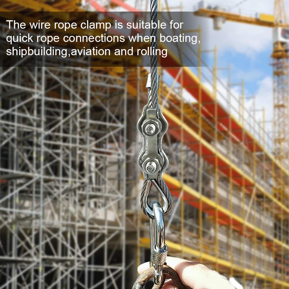 Buy UTRUGAN 12Pcs 304 Stainless Steel Wire Rope Clamp Steel Wire Rope