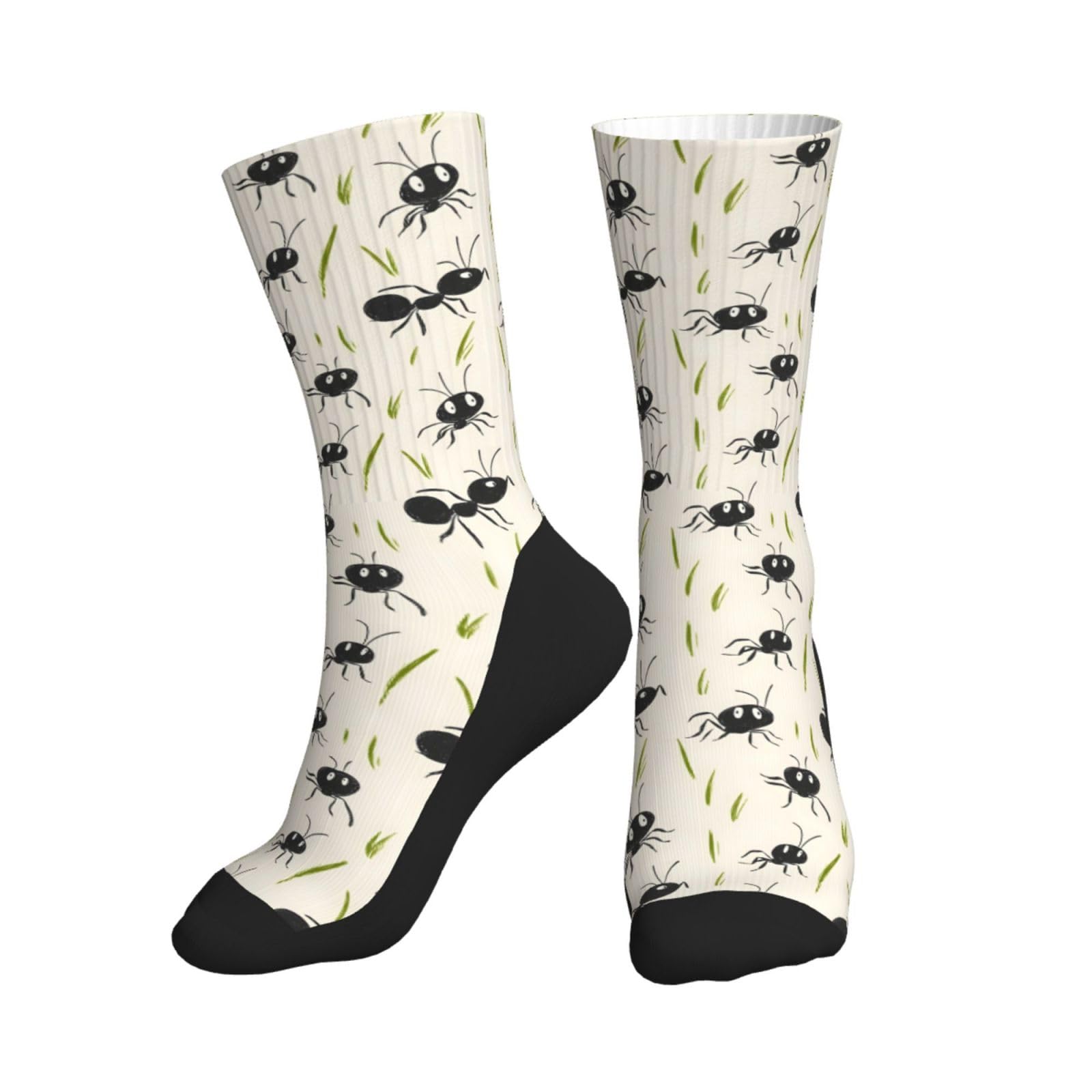 Peiyeety Unisex As Pic Cute Ant Black Print Crew Socks For Women Men, Novelty Funny Socks Unique For Girls Boys