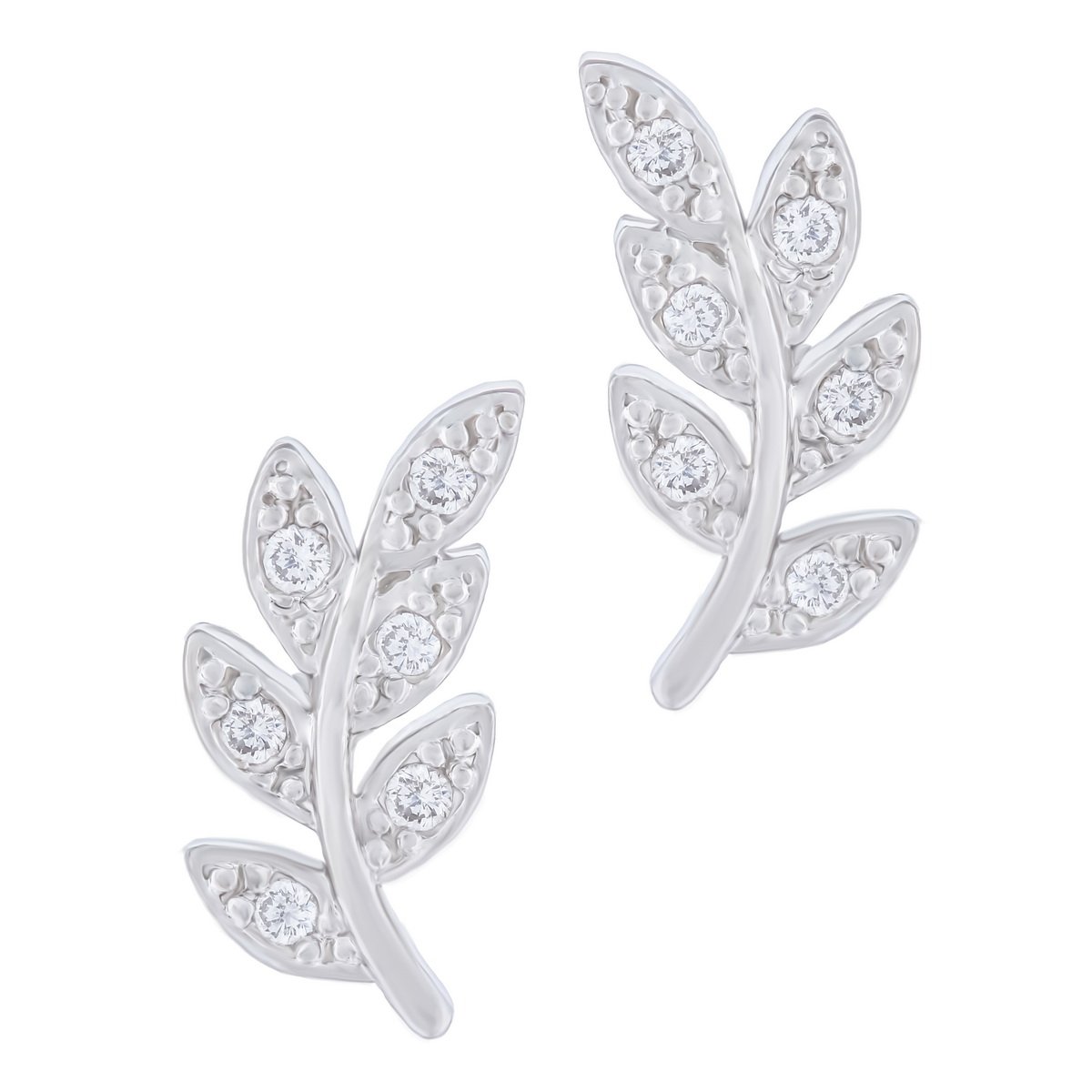 ORROUS & COLegacy Collection Women's 18K White Gold Plated Beautiful Leaf Stud Earrings, One Size