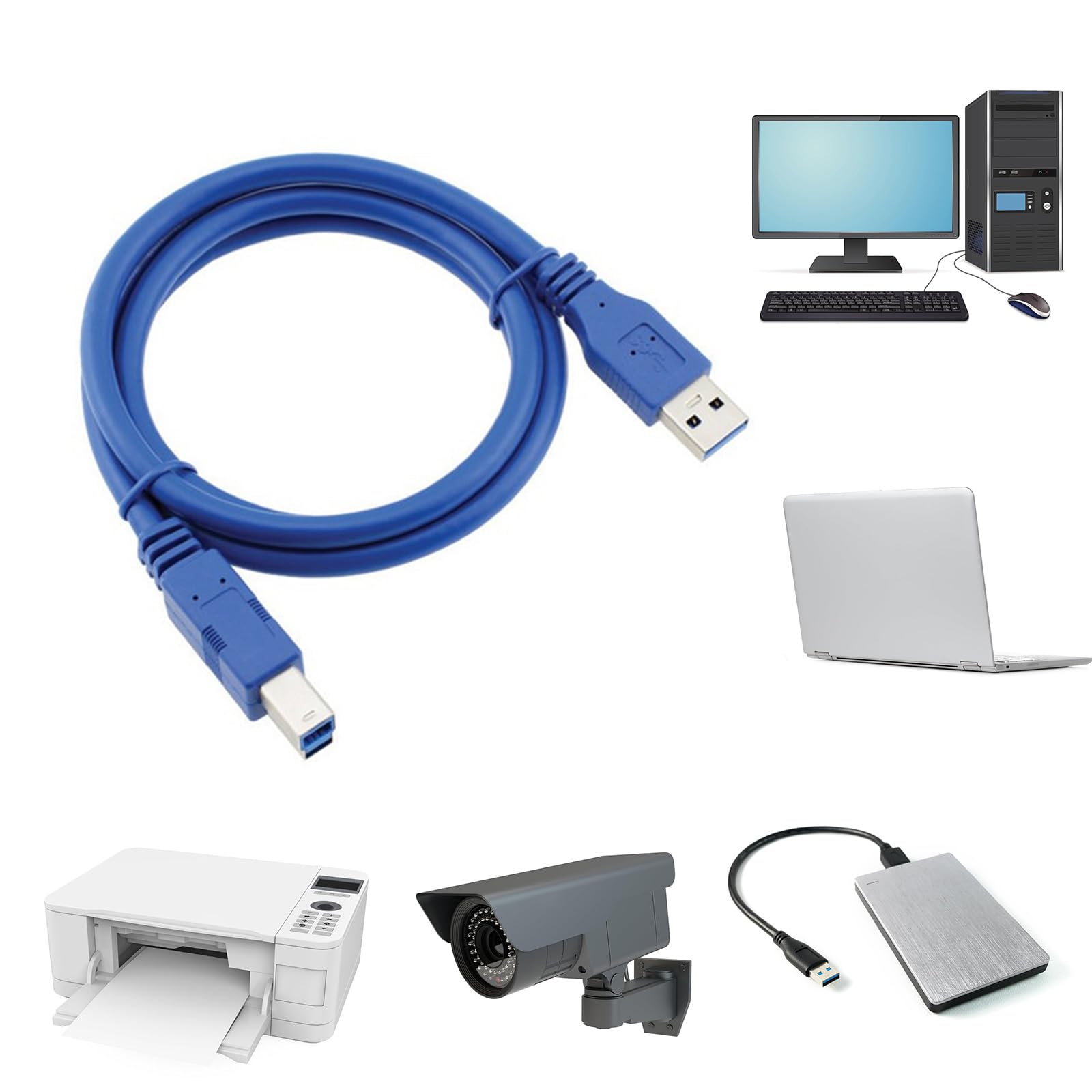 Cavo di prolunga USB 3.0 for stampante, velocità di connessione elevata di 4,8 Gbps, connettori for connessione sicura(5m)