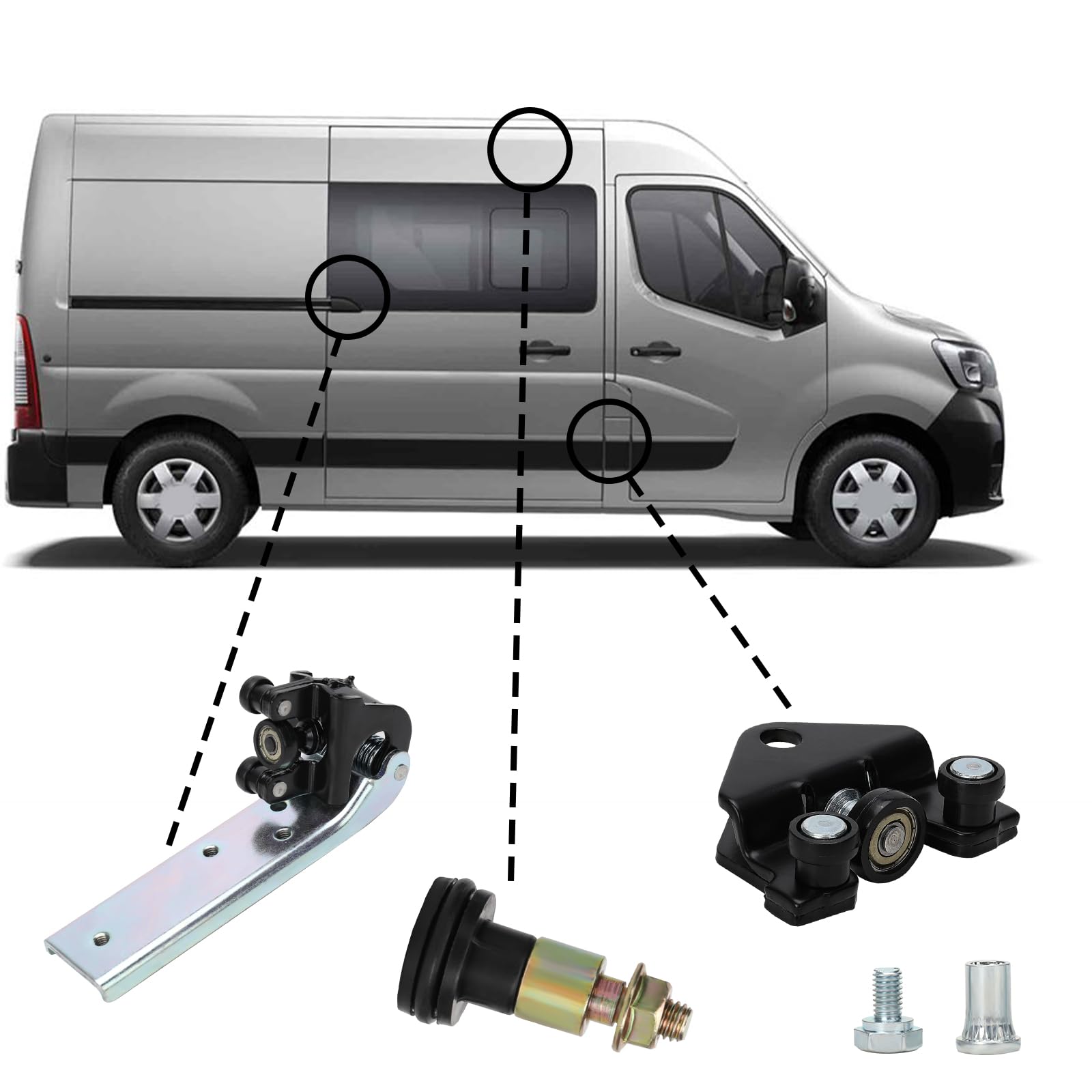 Guida a Rulli per Porta Scorrevole Sostituzione per 1997-2010 Renault Master Opel Movano Nissan Interstar, Rulli per Porta Scorrevole in Basso Destra 7700352379 2310044 208461