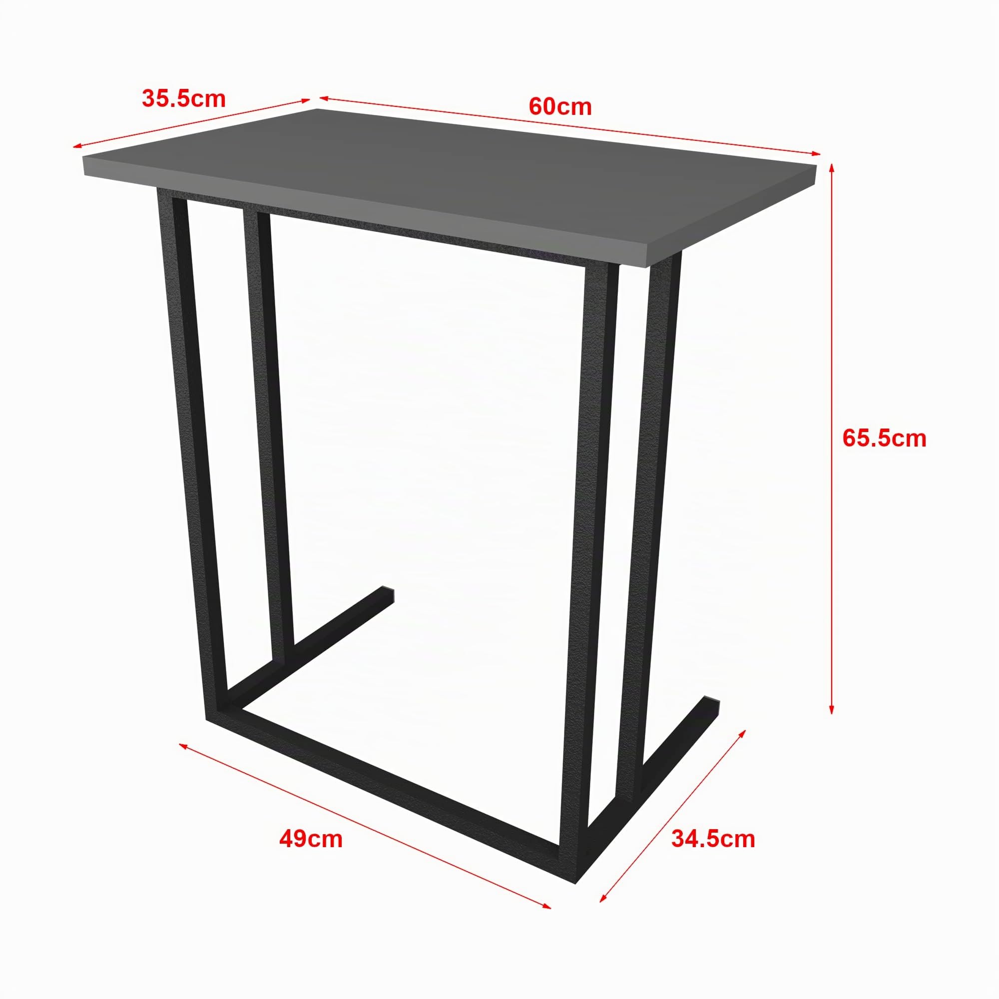 [en.casa] Tavolino Laterale (AxLxP) 65,5 x 60 x 35,5 cm Tavolino Basso con Piano di Appoggio per Notebook PC Portatile Consolle da Divano - Antracite