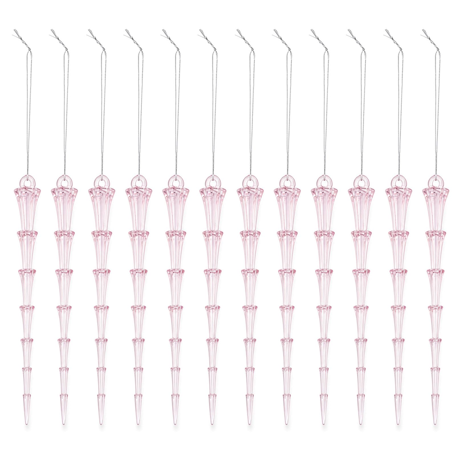 Indoor Winter Ornament Accents, Faceted Acrylic Icicle Hangers for Holiday Tree Branches Wreaths Garlands Decor Tree Branch Ornament Faceted Acrylic Decor Festive Wreath Garland Indoor Winter Seasonal