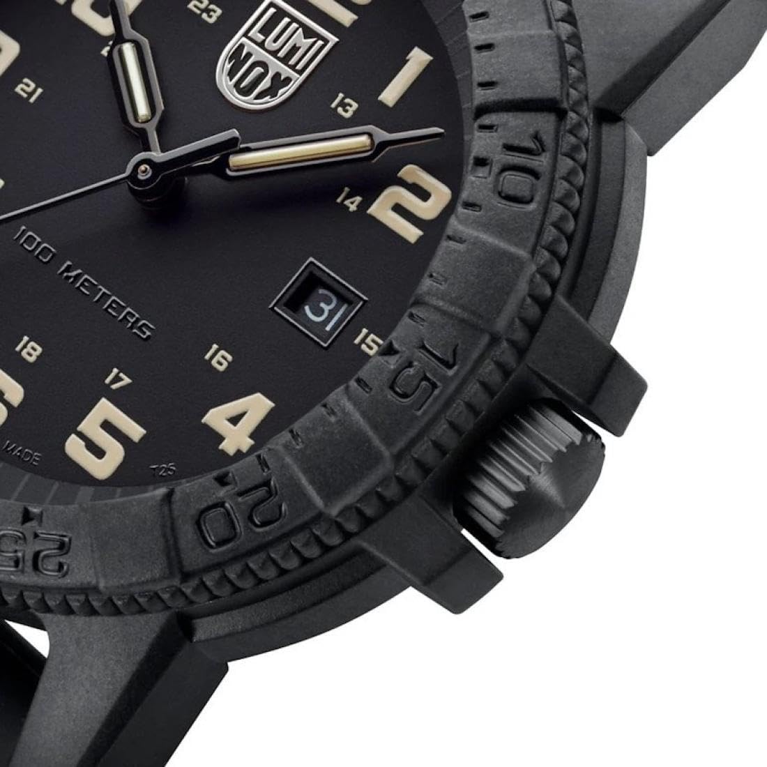 Luminox Leatherback SEA Turtle Giant Uhr für Herren in der Farbe Schwarz mit Armband aus PU, Wasserdichtigkeit: 10 bar, Gehäusedurchmesser: 44 mm, XS.0330