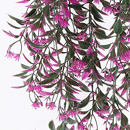 Artificial Hanging Vine, Fake Plants Weeping Willow Vines Plastic Plants Greenery Faux Ivy Uv Resistant For Indoor Outdoor Garden Door Wall Baskets Wedding Party Table Decor Decoration Fuchsia 4 Pcs #TOP5