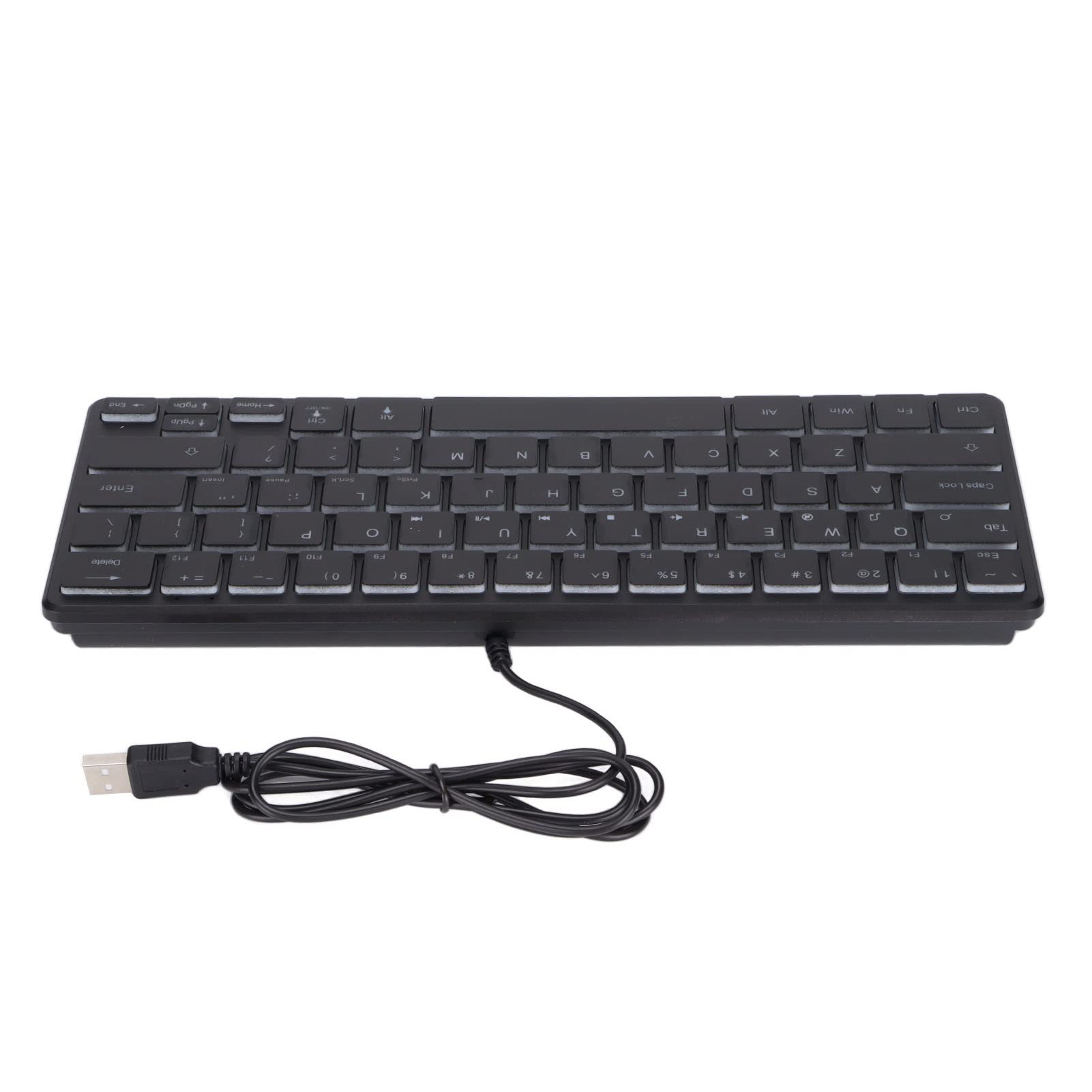Mini Wired Keyboard Gaming Keyboard 64 Keys RGB Backlights USB Wired Plug and Play ABS Material 3 Backlights