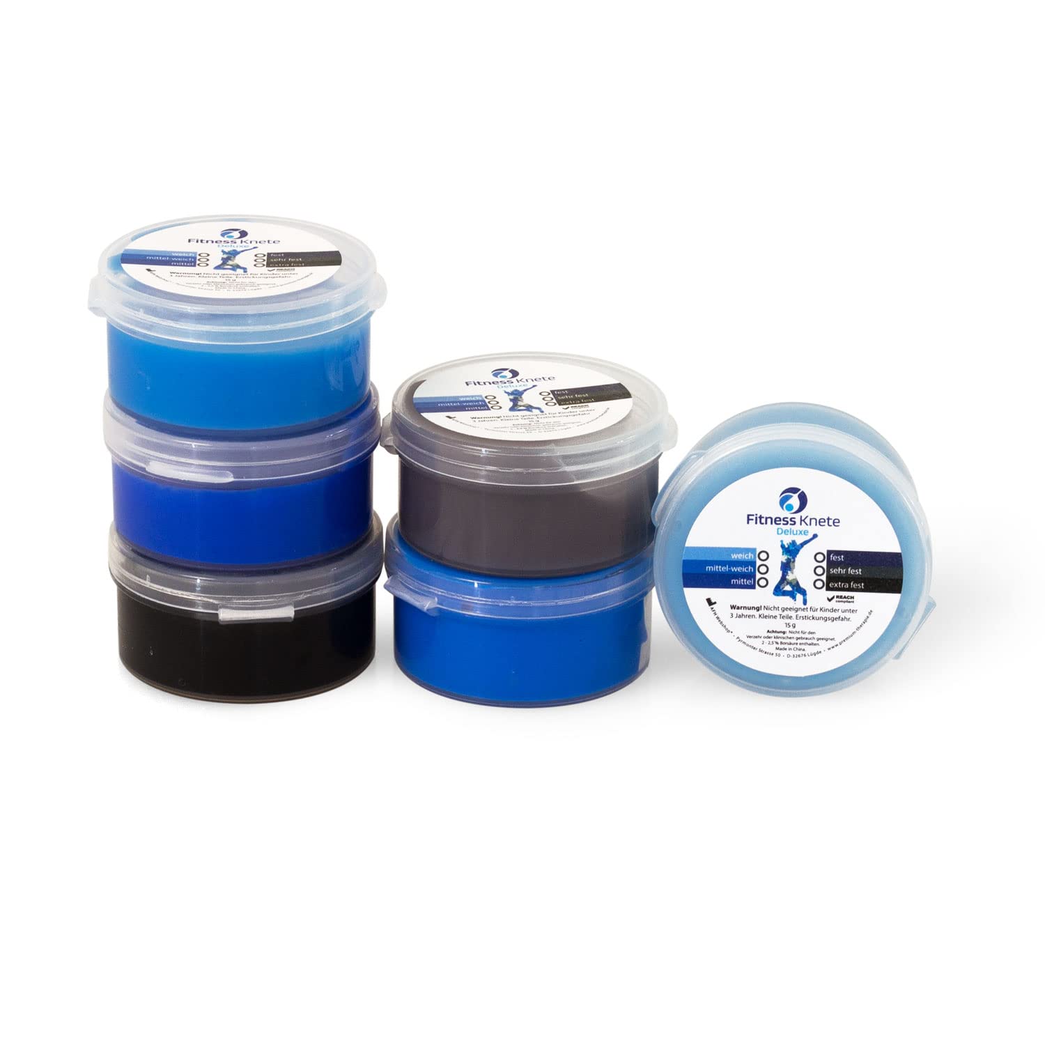 Fitness Knete Deluxe Attention 15 g Container Complete Set of 6 Finger Trainer Hand Trainer