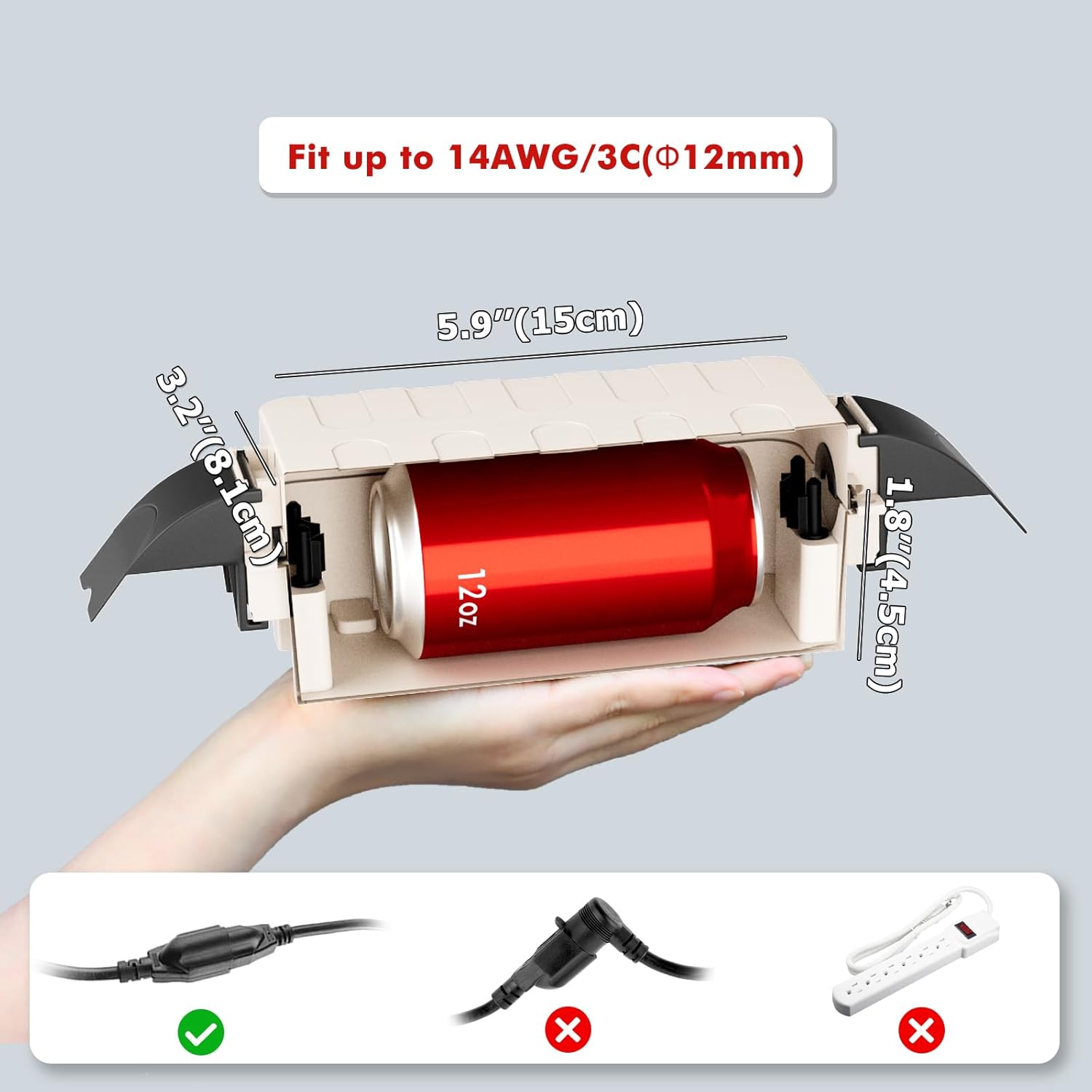 Flemoon 2-Piece Outdoor Waterproof Electrical Box Set – 12.5" x 8.5" x 5" Large & 8.1" x 4.9" x 3.1" Small Weatherproof Electrical Boxes for Power Strips, Outlets, Holiday String Lights, Almond - Image 6