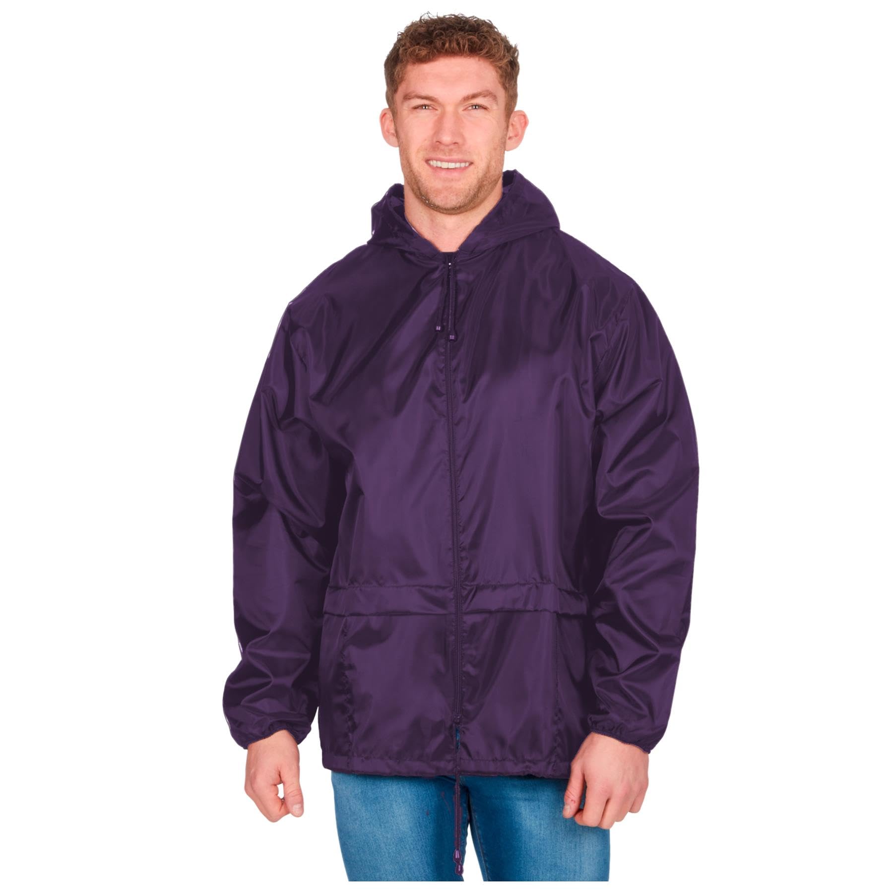 Style It Up Unisex Purple Bronte- Plain Rain Coat Mac Kagoul Jacket Water Proof Hooded Cagoul Adults Pac Uk (, S)