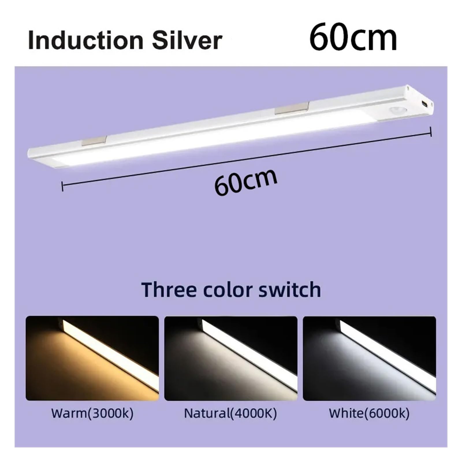 OśWietlenie Szafek Lampy LED Z Czujnikiem Ruchu Do Szafek, Ściemnialne Światło Nocne Do Salonu, Szafy, Kuchni, Lampy LED, Bezprzewodowa Lampa Nocna Z Czujnikiem Ruchu łAtwy Montaż(60CM Sensor Light)