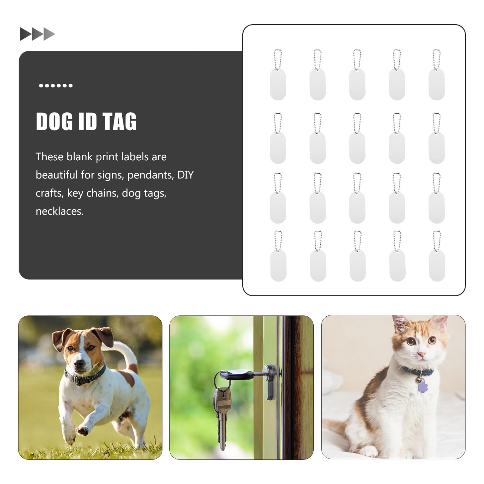 INOOMP 60piezas Etiquetas De Identificación Para Mascotas De Aluminio Colgantes Resistentes Para Perros y Gatos Etiquetas De Transferencia Térmica Diseño Práctico y Sencillo Para
