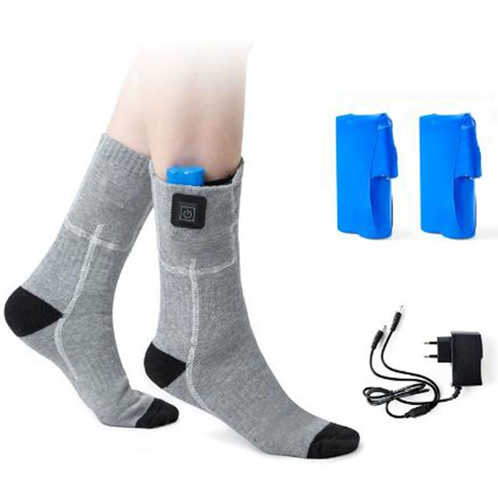 Calcetines Calefactables Hombres Mujeres, Batteria Calefactables Calcetines Lavabile Calcetines Electricos, con Batería 3000mAh, 3 Niveles de Calor para Caza Esquí Ciclismo Pesca