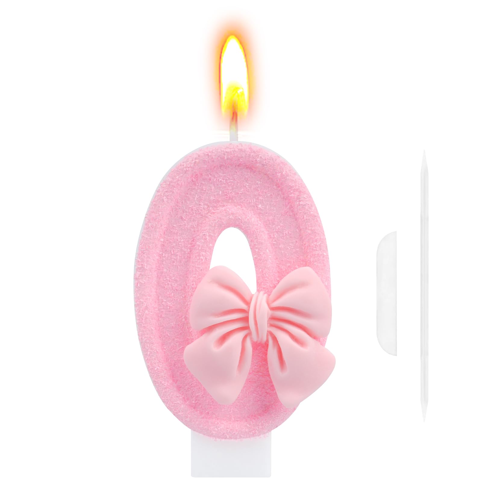 Gangyumaoyi Girls Pink Birthday Cake Topper, Butterfly Happy Birthday Candle, Number 0-9 Candles, Glittering Cake Toppers Candles For Theme Party Family Gathering Decorations(Number 0)
