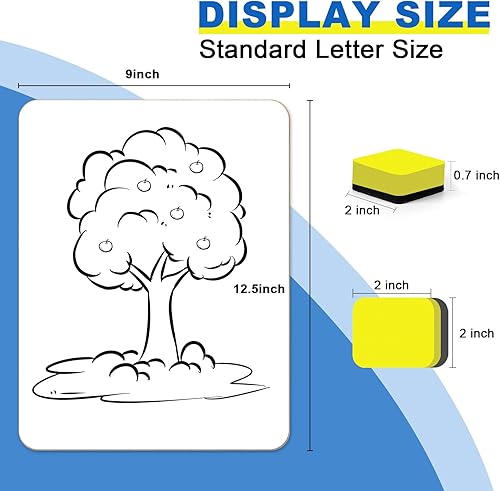 Miniatura 9 de HERKKA - Tableros portátiles de borrado en seco, paquete de 8 pizarras de doble cara de borrado en seco de 9 x 12.5 pulgadas, 8 marcadores, 8