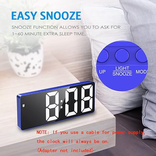 Miniatura 2 de Reloj despertador digital, reloj LED para dormitorio, reloj electrónico de escritorio con pantalla de temperatura, brillo ajustable, control de voz,