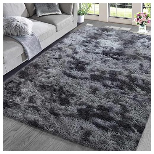 ASIinnsy Tapis Salon Shaggy Poil Long Tapis Chambre Doux Moelleux Moderne Gris Grand Tapis de Salon Chambre d'enfant Tapis Antidérapant Intérieur Tapis De Sol (Gris Noir, 120 x 160 cm)