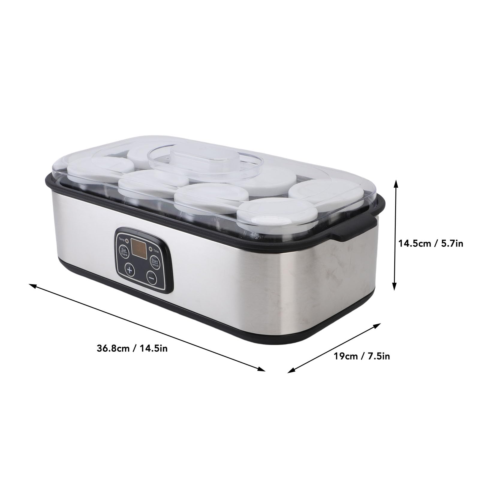 Maszyna Producenta Jogurtu, Automatyczna Kontrola Temperatury, 36 -godzinny Timer, 8 Szklanek Stali Nierdzewnej, Wyświetlacz LCD (Wtyczka UE 220V)