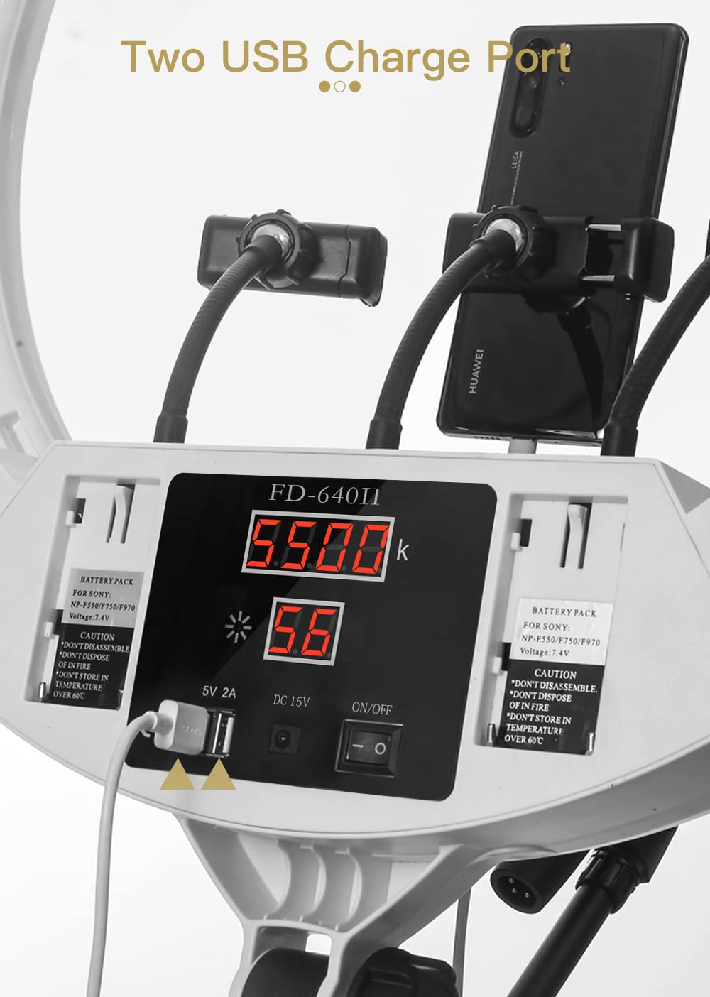 Kit luce ad anello display digitale a LED da 100 W 22 "per trucco bellezza illuminazione della pelle delle unghie, fotografia in studio video con borsa, treppiede e telecomando