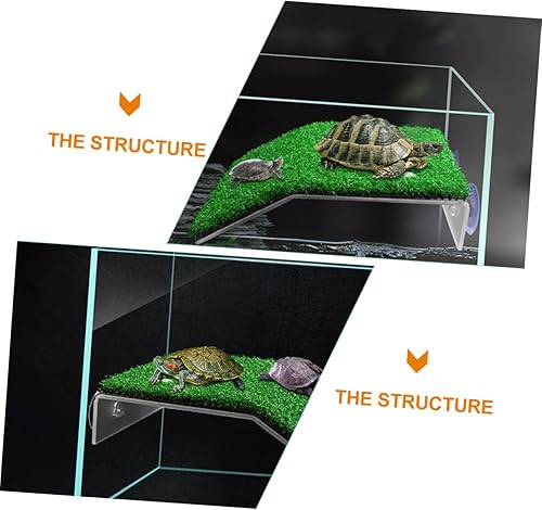 Miniatura 5 de Ipetboom 3 unids tortuga escalada plataforma césped falso césped para tanque de tortugas tomar terraza tanque de peces paisajismo césped artificial