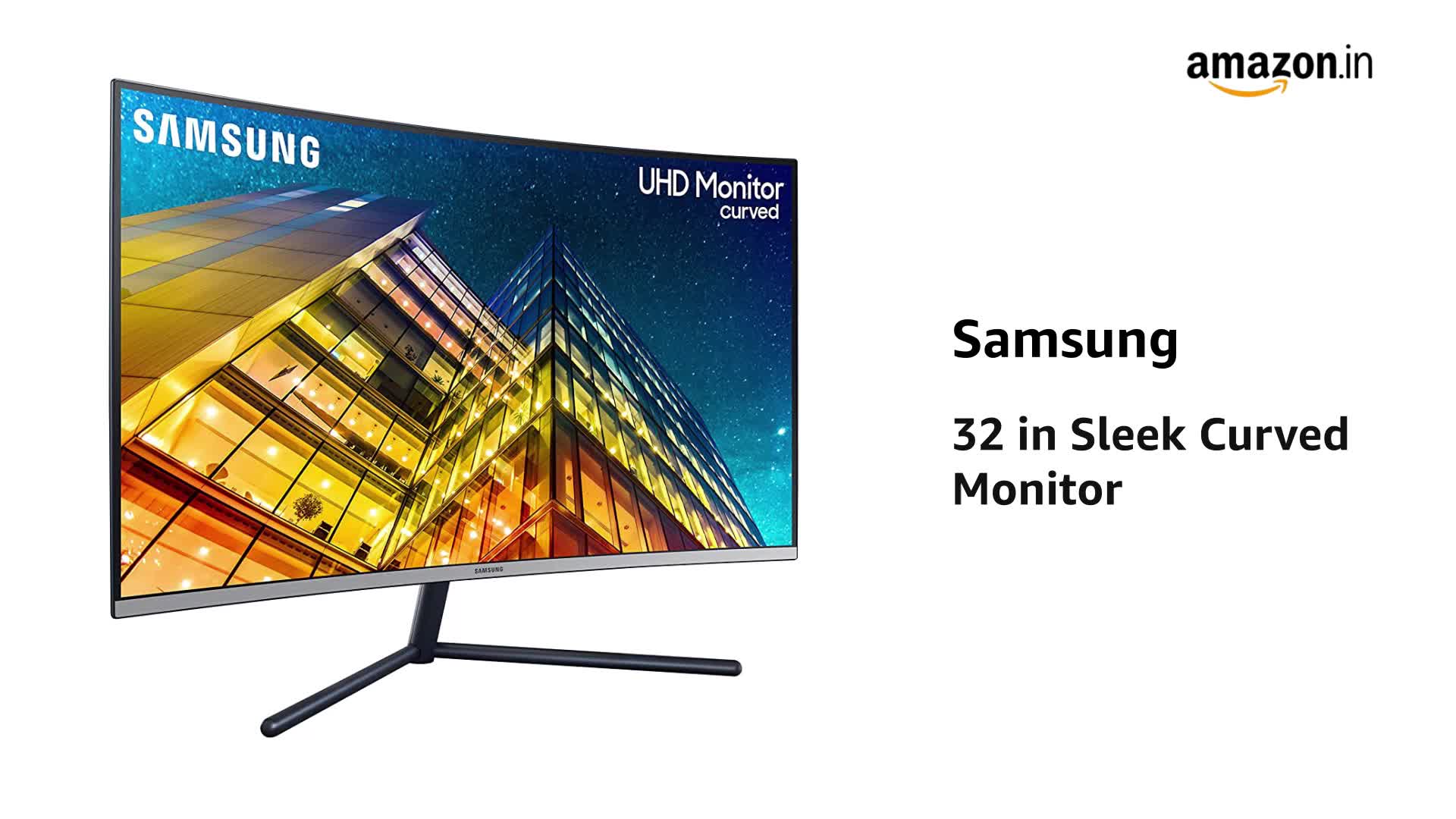 Watch Samsung 32 Inch UHD Sleek Curved Monitor with Three Side Bezel ...